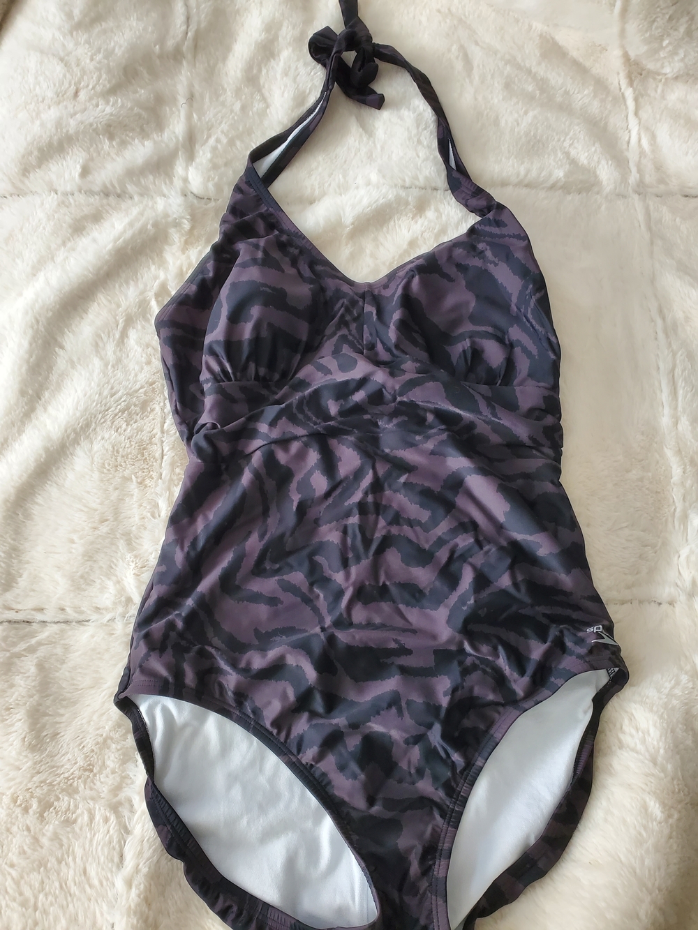 Speedo Purple and Black Patterned One-Piece Swimsuit